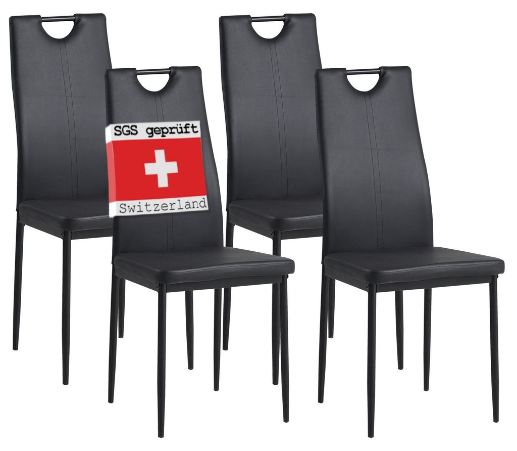 Esszimmerstühle SALERNO , 4-er SET, Schwarz Produktbild 