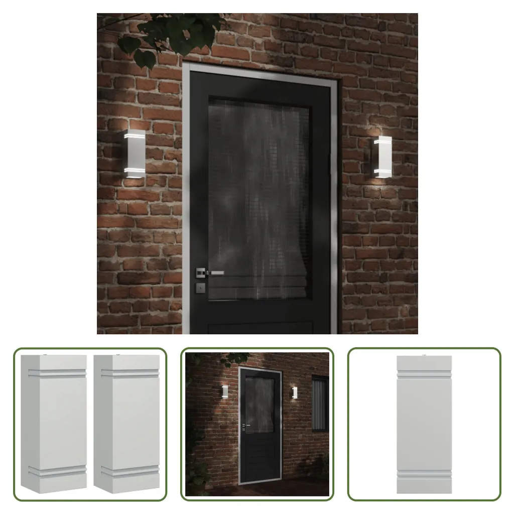 Set 2 Applique Esterno Acciaio Inox E27 IP44 The Living Store