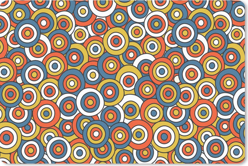 MuchoWow Schreibtischunterlage Muster - Retro - Kreis 60x40 cm - XXL Mauspad - Großes Mauspad