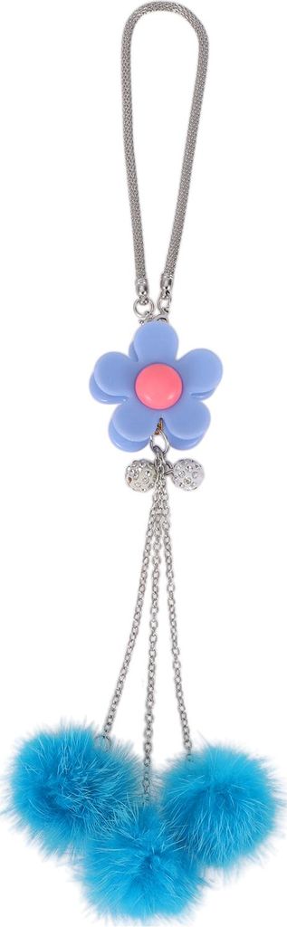 1 Stück Metall, Plastik Chrysantheme, Fellball Auto Rückspiegel Anhänger Accessoires Auto Hängeornament Blau