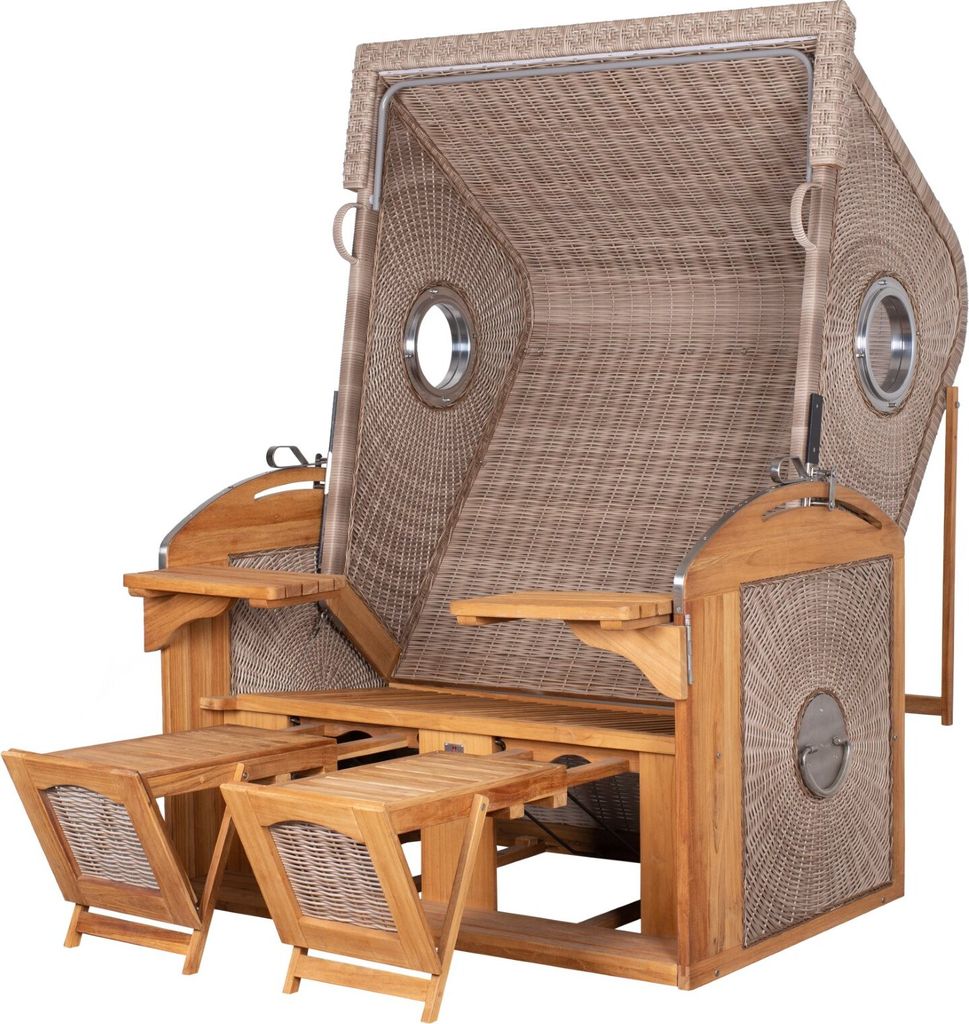 Strandkorb deVries PURE Sailor XL - PE white kubu - Dessin 230 - inkl. Schutzhülle