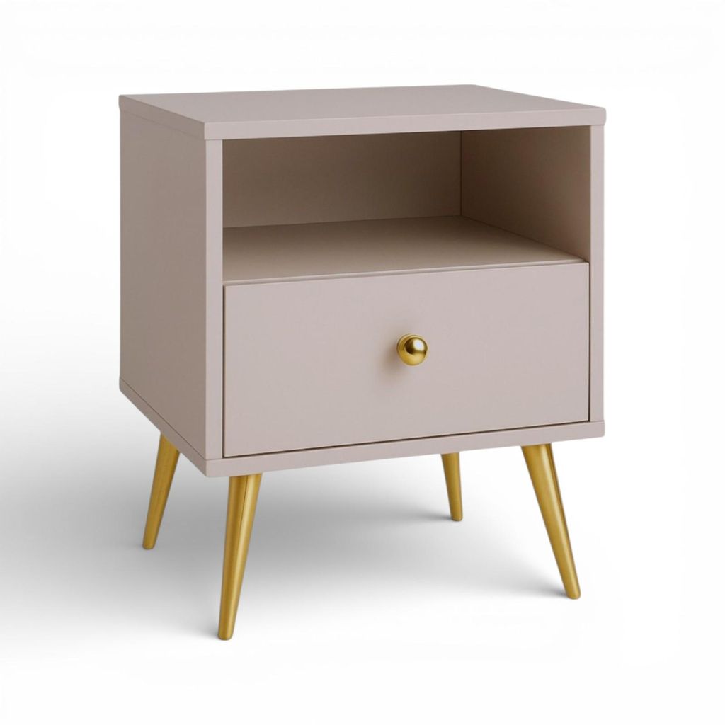 Moderne Nachtschrank Aurum Nachttisch mit 1 Schublade, Beige