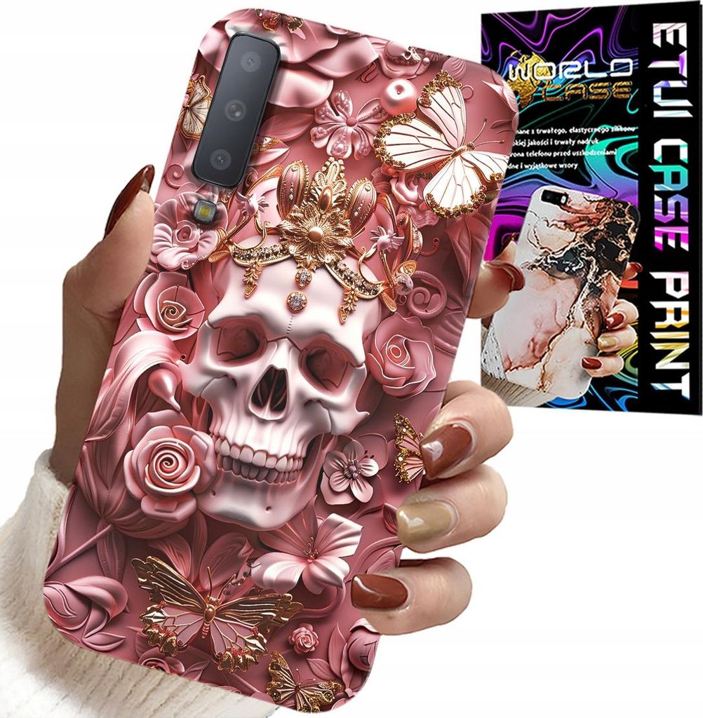 Etui Für Samsung A7 2018 - Feminine, Modische Designs, Totenkopf In Rosen