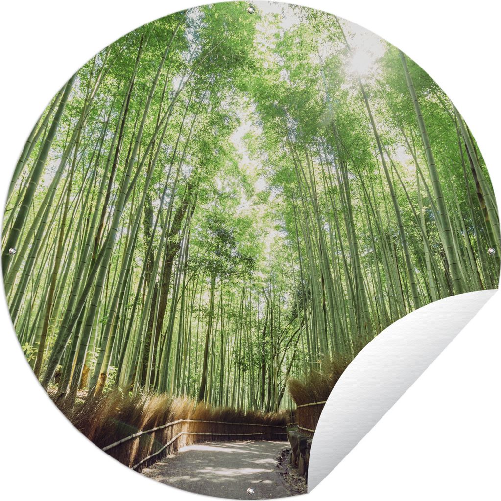 MuchoWow Gartenposter Outdoor-Poster Rund Bambushain in Arashiyama Japan Ø 60 cm Gartendeko Rundes Poster draußen