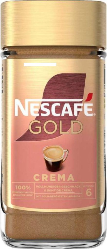 A jar of Nescafé Gold Crema instant coffee.