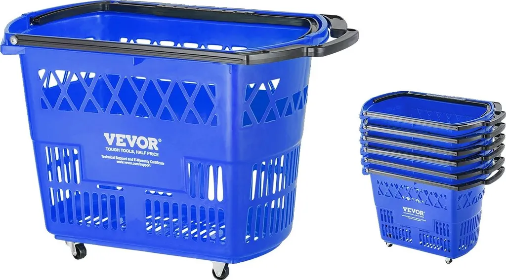 Chariot de courses 39L lot de 6 bleu pour éviter de porter ses sacs