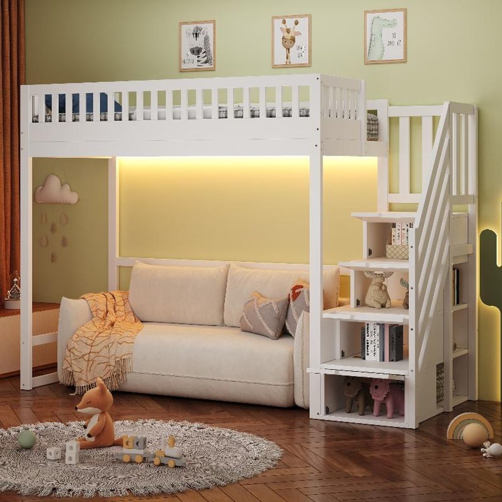 Łóżko piętrowe 90x200 cm z drewna sosnowego w kolorze Zdjęcie produktu 