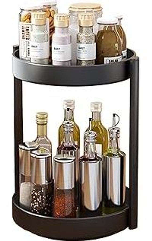 JOUING Drehteller Organizer Gewürzregal Drehbar 2 Etagen Metall Lazy Susan für Schrank Drehbares Gewürzregal für Küche Organizer für Kosmetik...