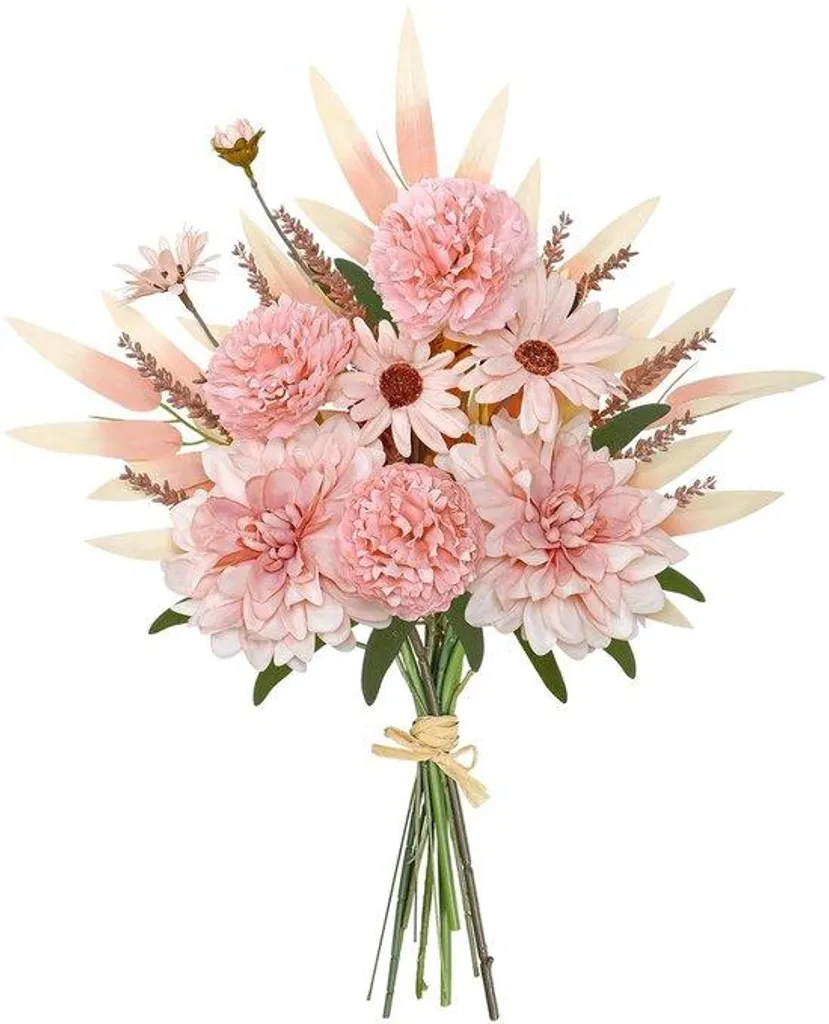 Bouquet de fleurs en soie rose et vert pour décoration de table chic