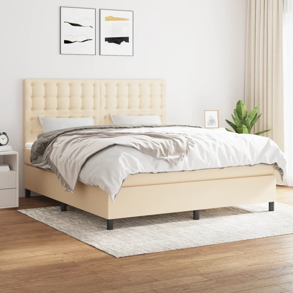 Maison Exclusive - Boxspringbett mit Matratze Creme 180x200 cm Stoff