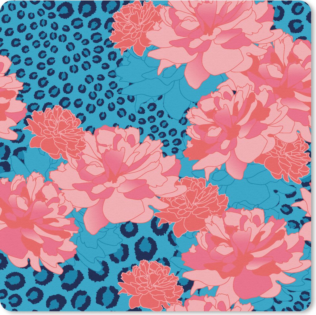 MuchoWow Mauspad Mousepad Muster - Dschungel - Blume - Leopardenmuster 30x30 cm - Mousepads - Maus Mat - Pad - Mausunterlage - Gaming