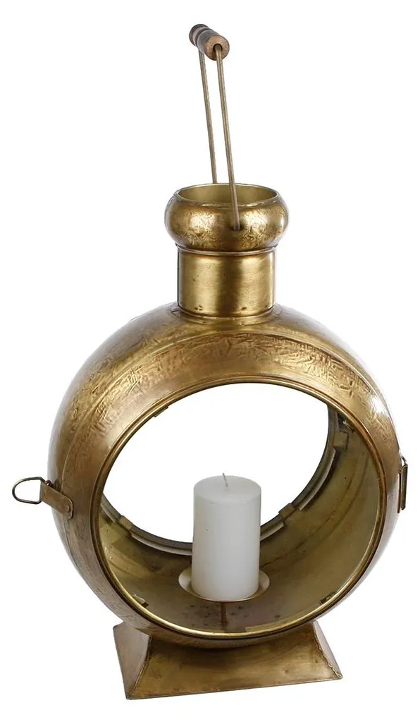 Lanterne ambiance chaleureuse pour salon et terrasse Berend or 46 cm