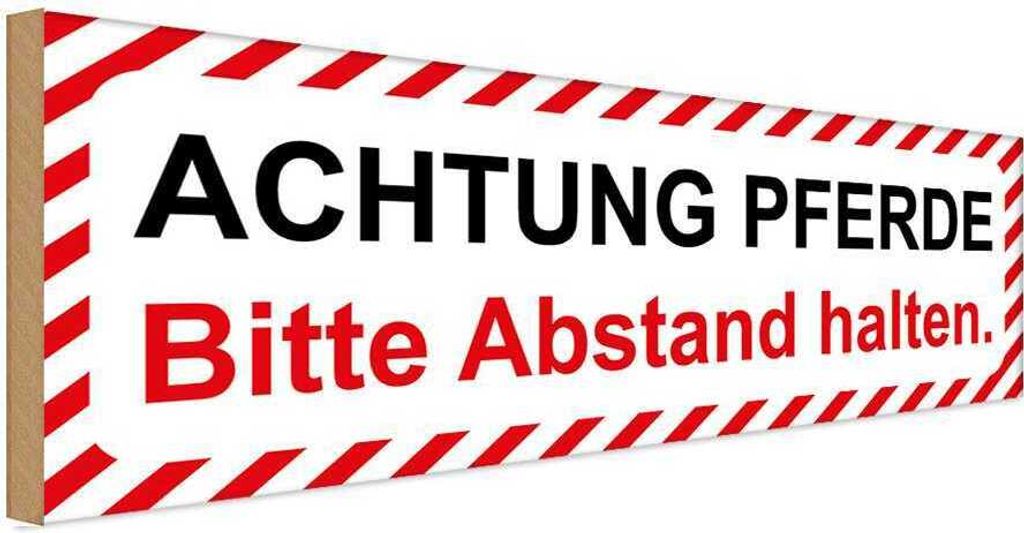 vianmo Holzschild 10x27 cm Achtung Pferde bitte Abstand Warnschild Hinweisschild