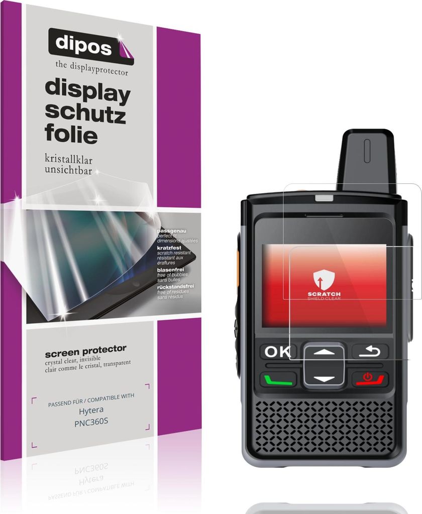 4x Schutzfolie für Hytera PNC360S klar Displayschutzfolie Folie Display Schutz dipos