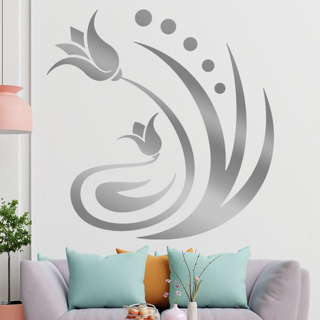 Blume - Linien Punkte Wandtattoo in 6 Größen - Wandaufkleber Wall Sticker - Dekoration, Küche, Wohnzimmer, Schlafzimmer, Badezimmer