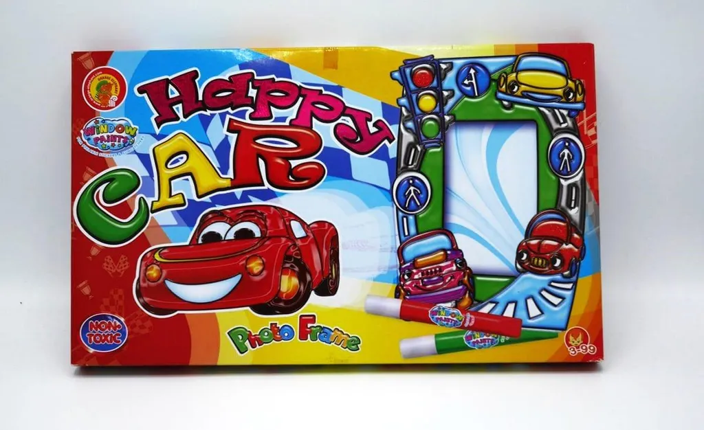 Cadre photo en bois pour enfant modèle Voiture Happy Car - Déco de chambre