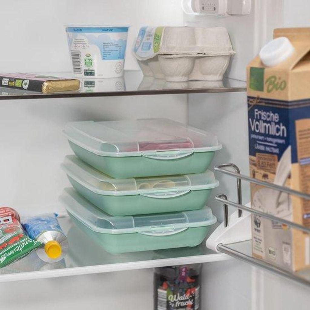 Vleeswarenbox-Set, 3-teilig, stapelbar, Kunststoff, 5-stückig, LimeGrün