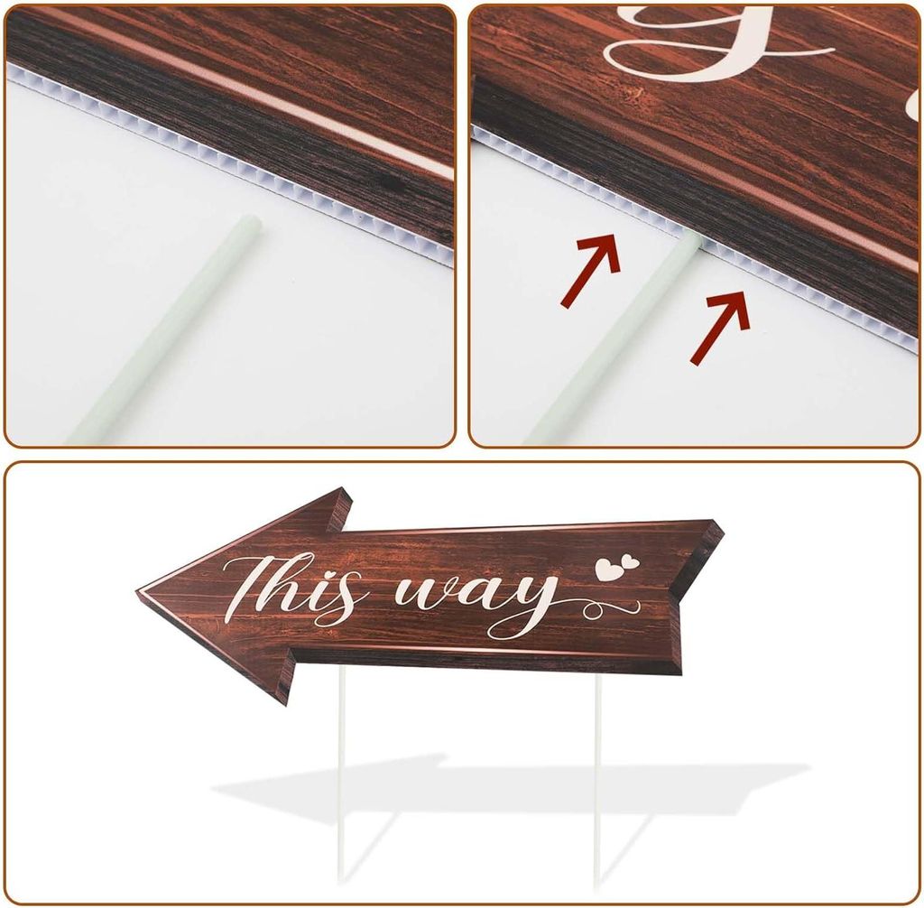 Richtungsschilder für Hochzeiten - 4 Stück Pfeile mit Einsatzschildern für Garten Willkommen Schilder für Außenempfänge