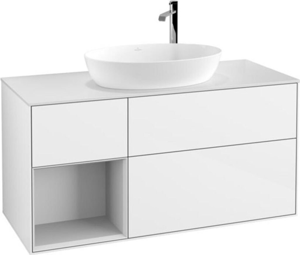 V&B Waschtischunterschrank Finion 120cm, Pl w m, Rg wh. m Lac, glo wh. Lac