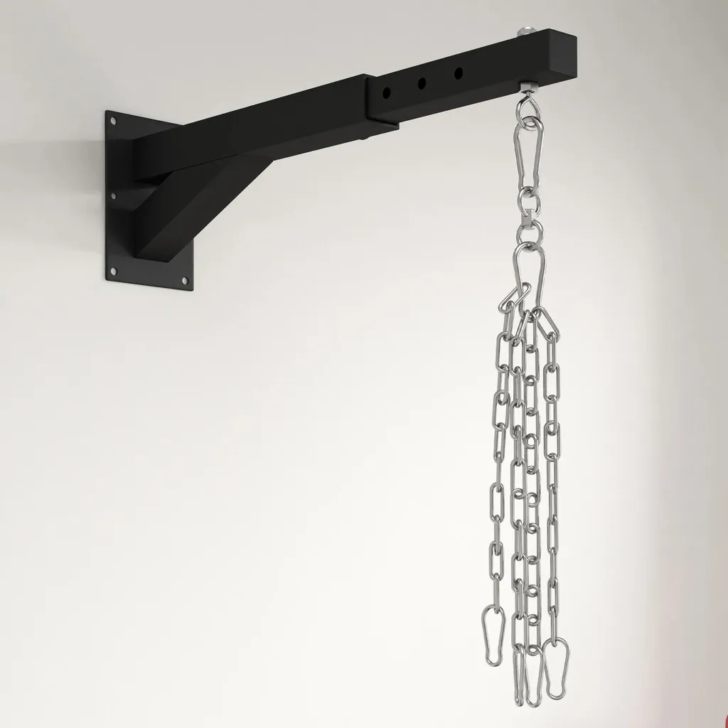 Support sac de frappe mural anti-vibration avec chaînes noires