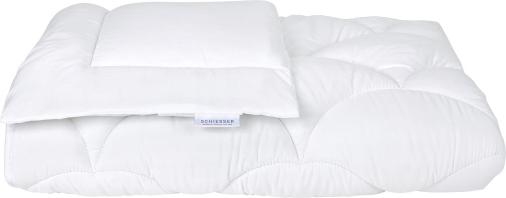SCHIESSER Kinderbettenset Lagom | Kinderbettdecke 100x135 cm & flaches Kissen 40x60 cm | Mikrofaserbezug | Füllung aus silikonisierter Hohlfaser |...