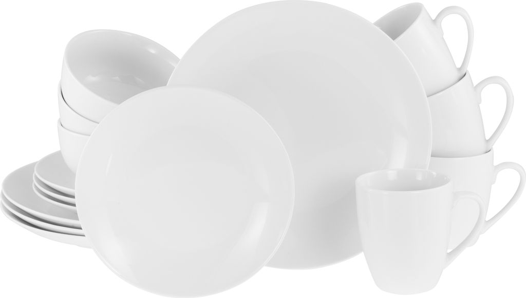 CreaTable, 21927, Luna Weiss, Kombiservice 16-tlg, Porzellan