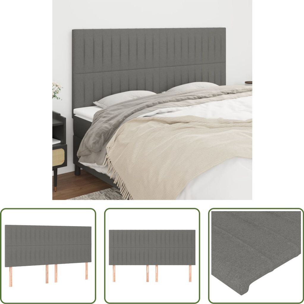 The Living Store Kopfteile 4 Stk. Dunkelgrau 80x5x78/88 cm Produktbild 