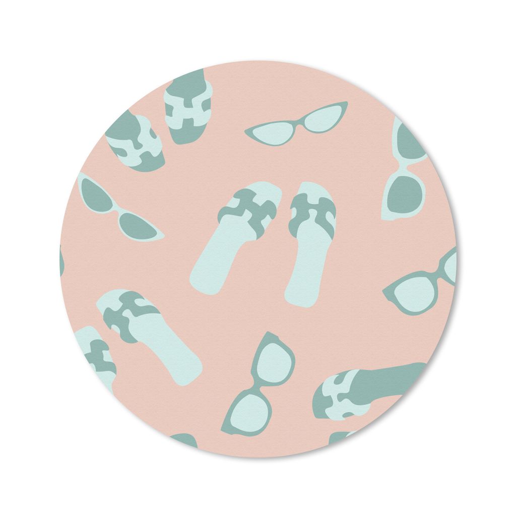 MuchoWow Mauspad Mousepad Sommer - Hausschuhe - Sonnenbrille 30x30 cm - Mousepads - Maus Mat - Pad - Mausunterlage - Tischunterlage - Schreibtisc...