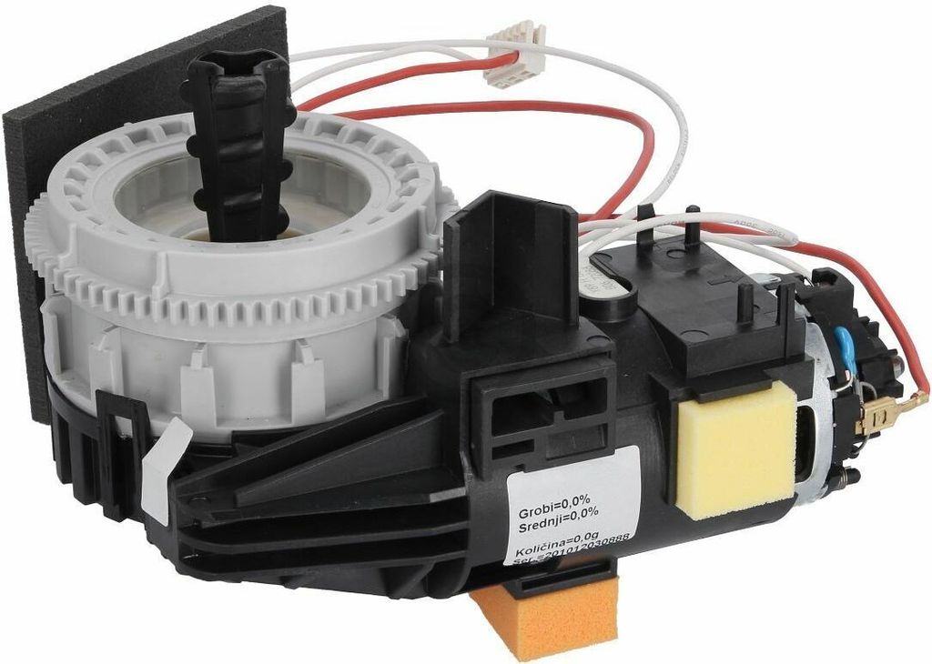 A close-up, isolated shot of a machine component with wires.