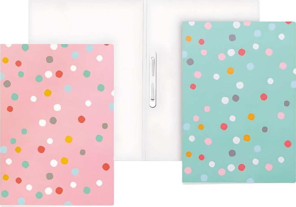 Schnellhefter Karton A4 Motiv "Dots", rosa & mint m Punkten für Kinder