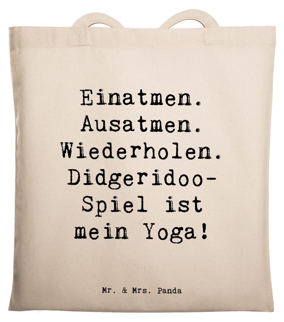 Mr. & Mrs. Panda Schultasche Spruch Didgeridoo Yoga - Transparent - Geschenk, Lernen, Tragetasche, Uni Tasche, Einkaufstasche, Australien, traditio...