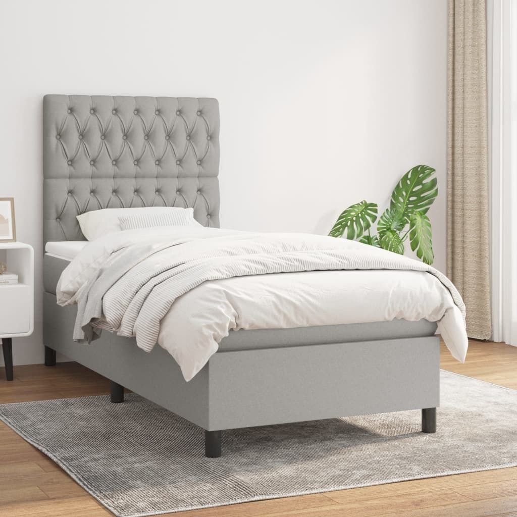 Maison Exclusive - Boxspringbett mit Matratze Hellgrau 100x200 cm Stoff