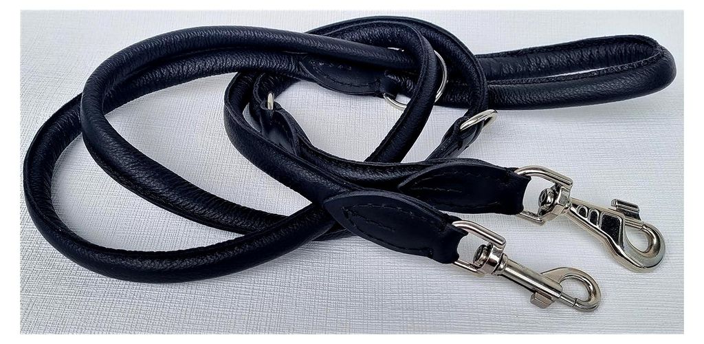 Runde Lederleine, 220 cm/10 mm, Schwarz