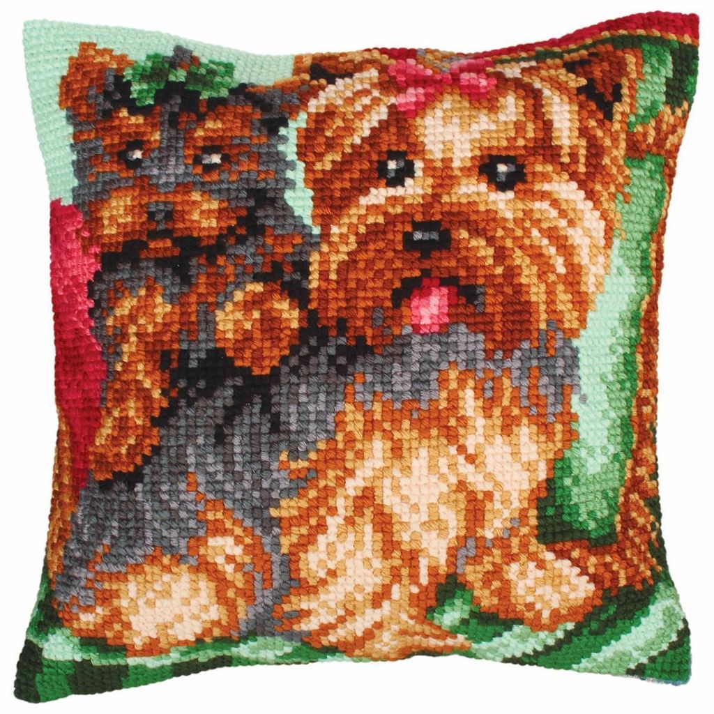 CdA Kreuzstichkissen "Hunde im Sessel" 5214, 40x40cm, Stickbild vorgezeichnet