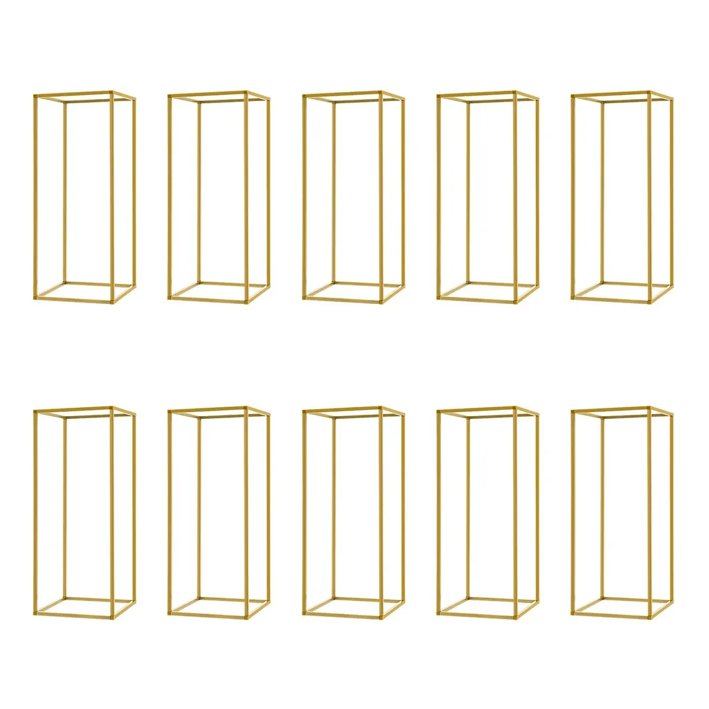Support de Fleur Mariage Doré 80cm - Support Colonne en Métal Or 2 Pièces