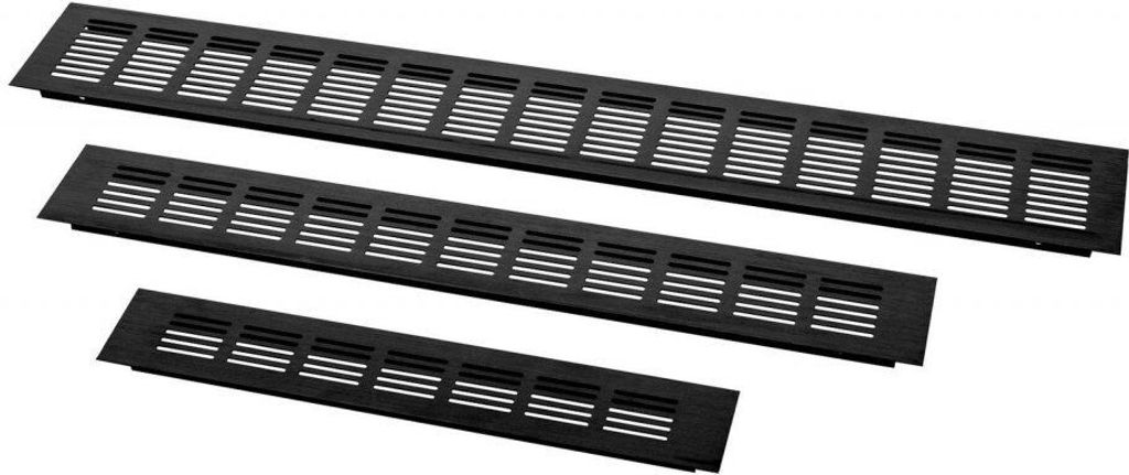 Aluminium Lüftungsgitter Stegblech Belüftungsgitter Belüftung Lüftungsblech 60mm Schwarz 95cm