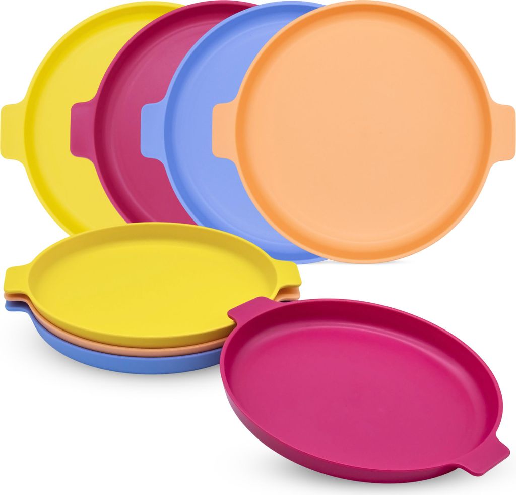 Camping Teller in 4 Farben - 8er Set - bunte Teller aus Kunststoff (2x4er)