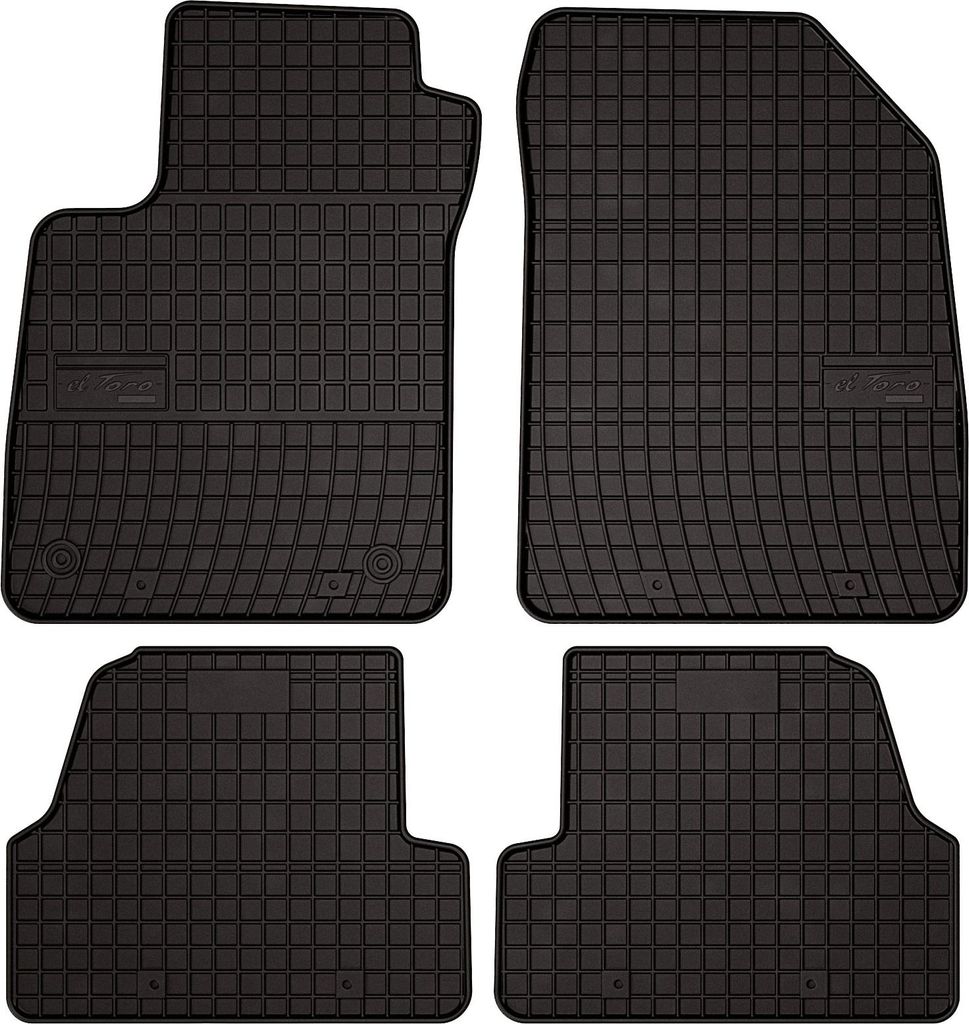 Gummifußmatten passend für Opel Mokka (Crossover, Bj. 2012-2016) – schwarz, passgenau, mit Befestigungen set 4 Stk. - Gummi-Automatten
