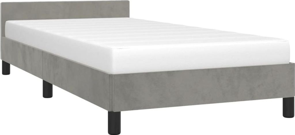 Hochwertigen Möbel Klassische Betten - Grau Bettgestell ohne Matratze Hellgrau 90x200cm Samt NEU5990242