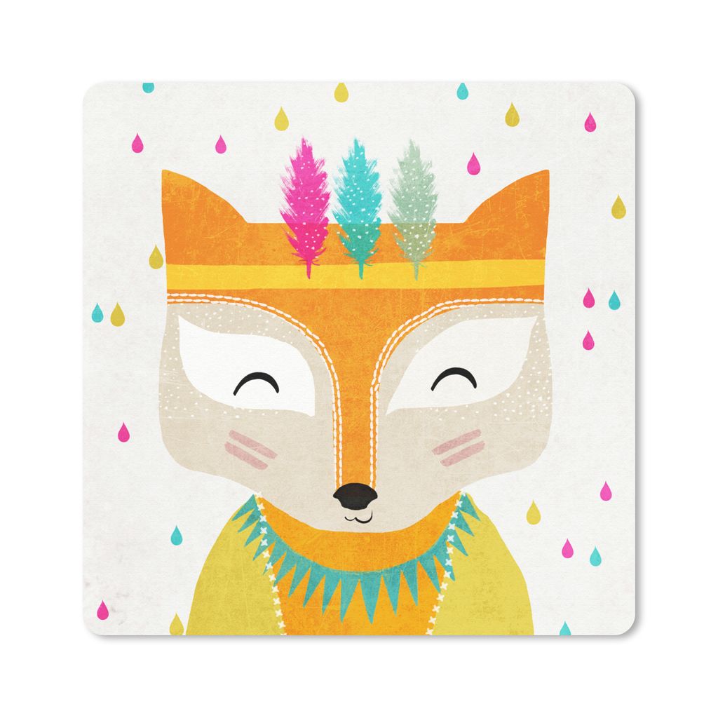MuchoWow Mauspad Mousepad Tiere - Farben - Fuchs - Porträt 20x20 cm - Mousepads - Maus Mat - Pad - Mausunterlage - Desk Mat - Bureauartikeln
