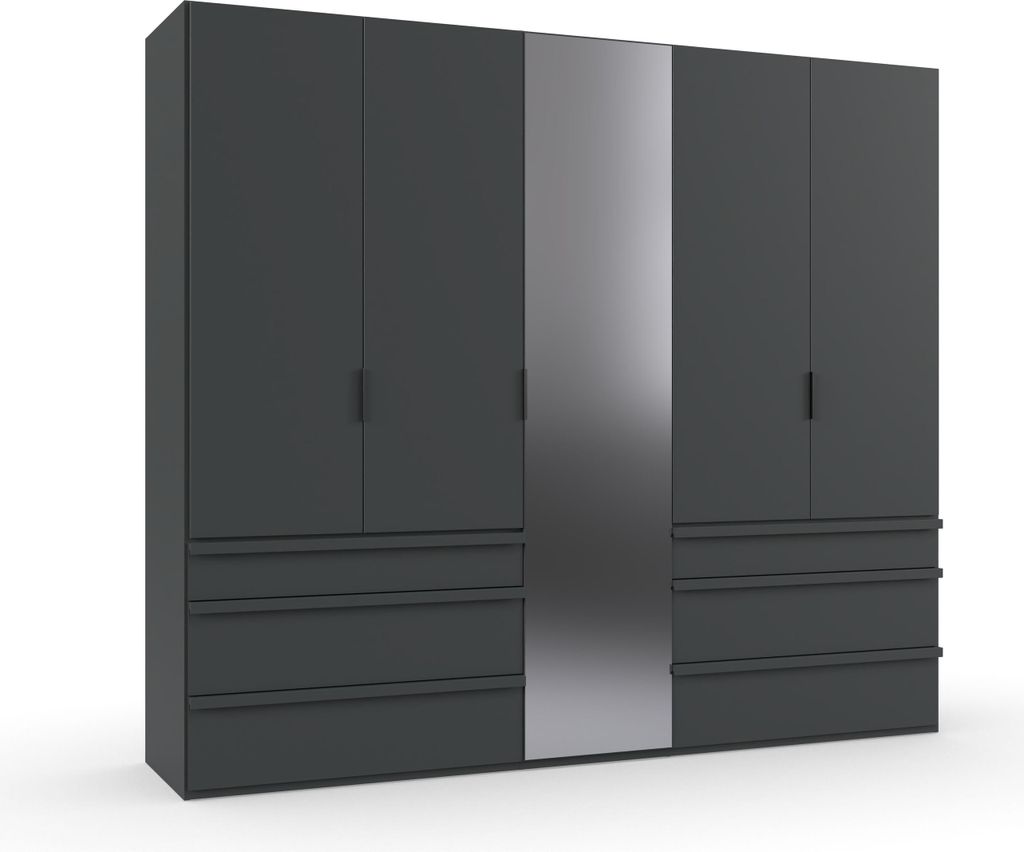 Falttürenschrank >OXFORD< in GRAPHIT mit Spiegel - 250x216x58cm (BxHxT)
