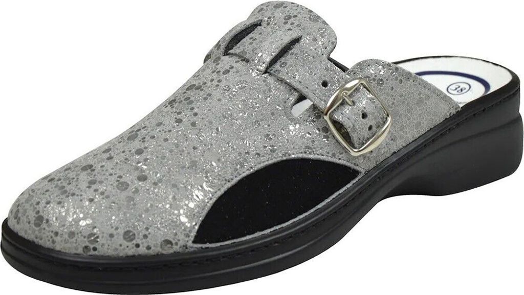 Algemare 5925 Clogs aus Leder Damen Grau/Silber Sensitive Gr: 36