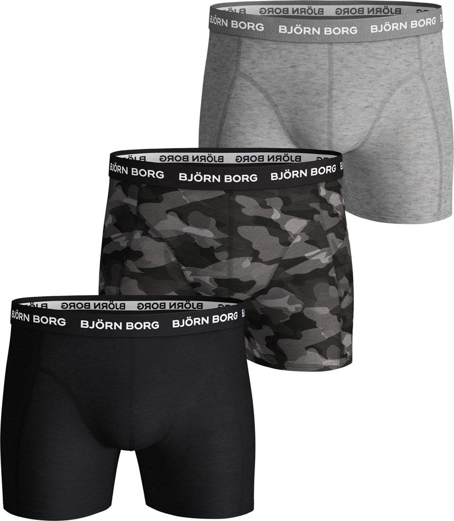 Bjorn Borg boxershorts Essential (3-pack), heren boxers normale lengte, zwart Black beauty