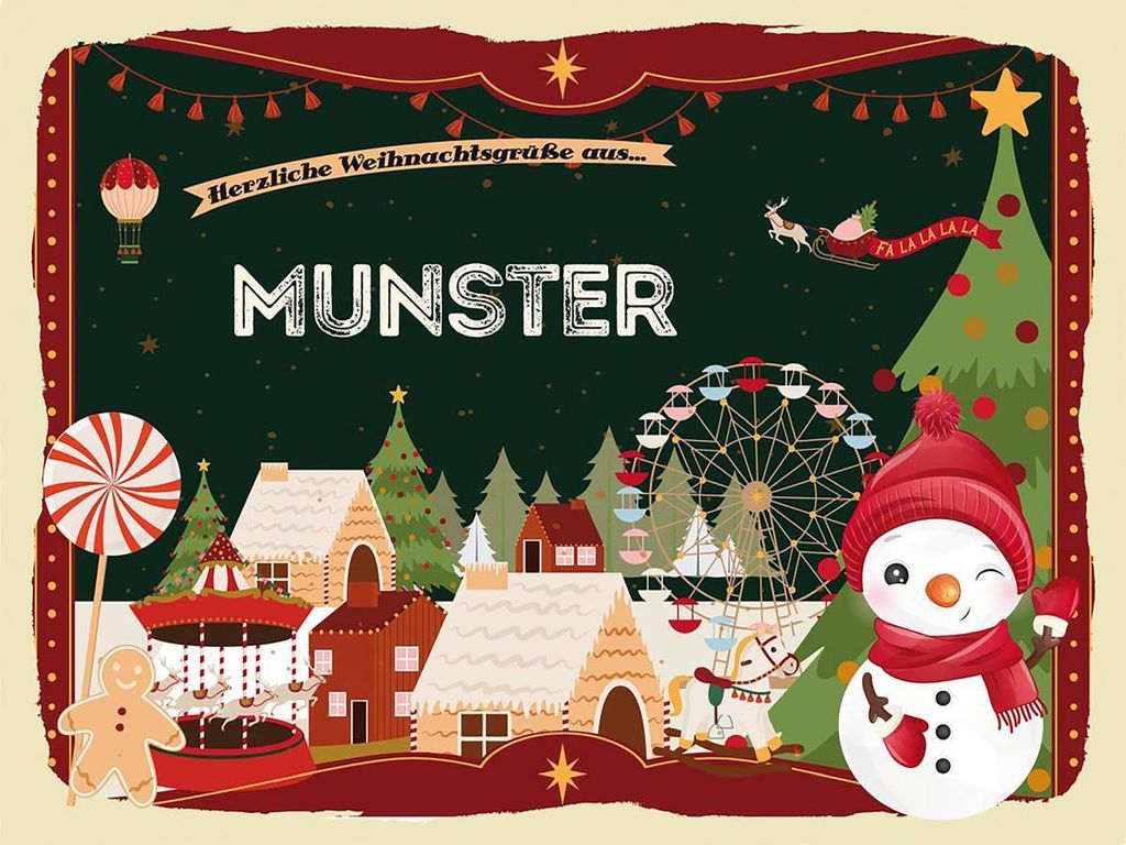 vianmo Holzschild 30x40 cm Weihnachtsgrüße aus MUNSTER Weihnachten