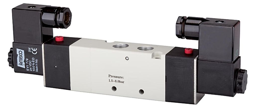 Riegler 5/3-Wegeventil elektropneum. »4V« Mitte geschl., G 1/2, 24 V DC