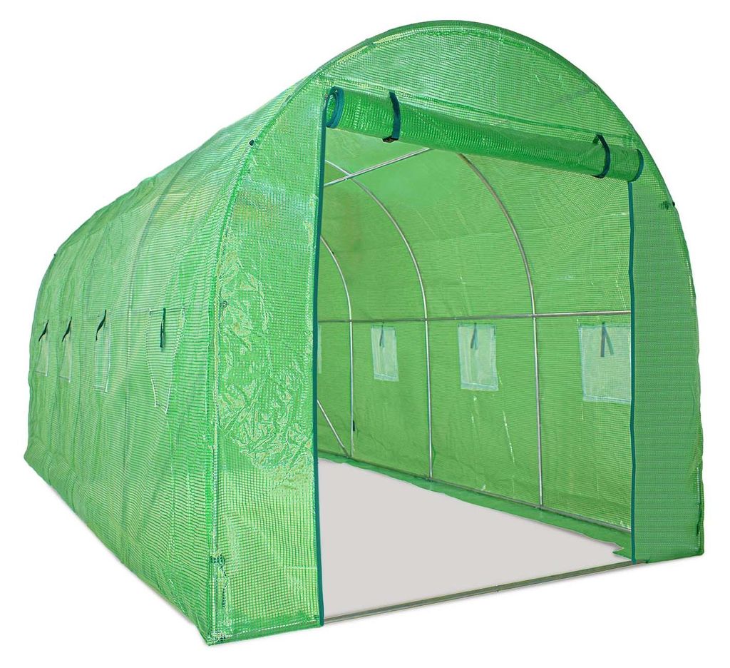 Gewøchshaus 2,5x4 m mit Tunnelstruktur aus verzinktem Stahl und PE-Netzabdeckung. Gewøchshaus 10sqm 250x400x190cm
