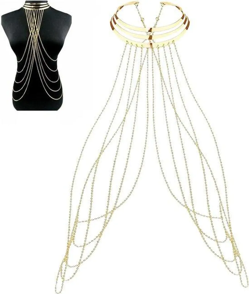 Chaîne de bikini en métal doré avec pendentifs - Bijou de corps élégant