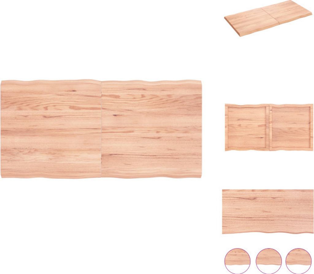 vidaXL Tischplatte 120x60x(2-4) cm Massivholz Behandelt Baumkante - Tischplatten