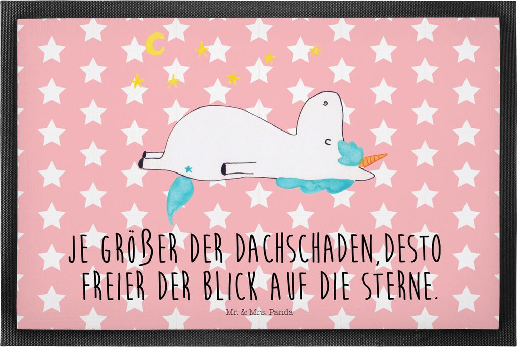 Mr. & Mrs. Panda Gummimatte Einhorn Sternenhimmel 40 x 60 cm - Rot Pastell - Geschenk, fußmatte, Verrückt, Fussmatte, Sterne, Schmutzfangmatte, U...