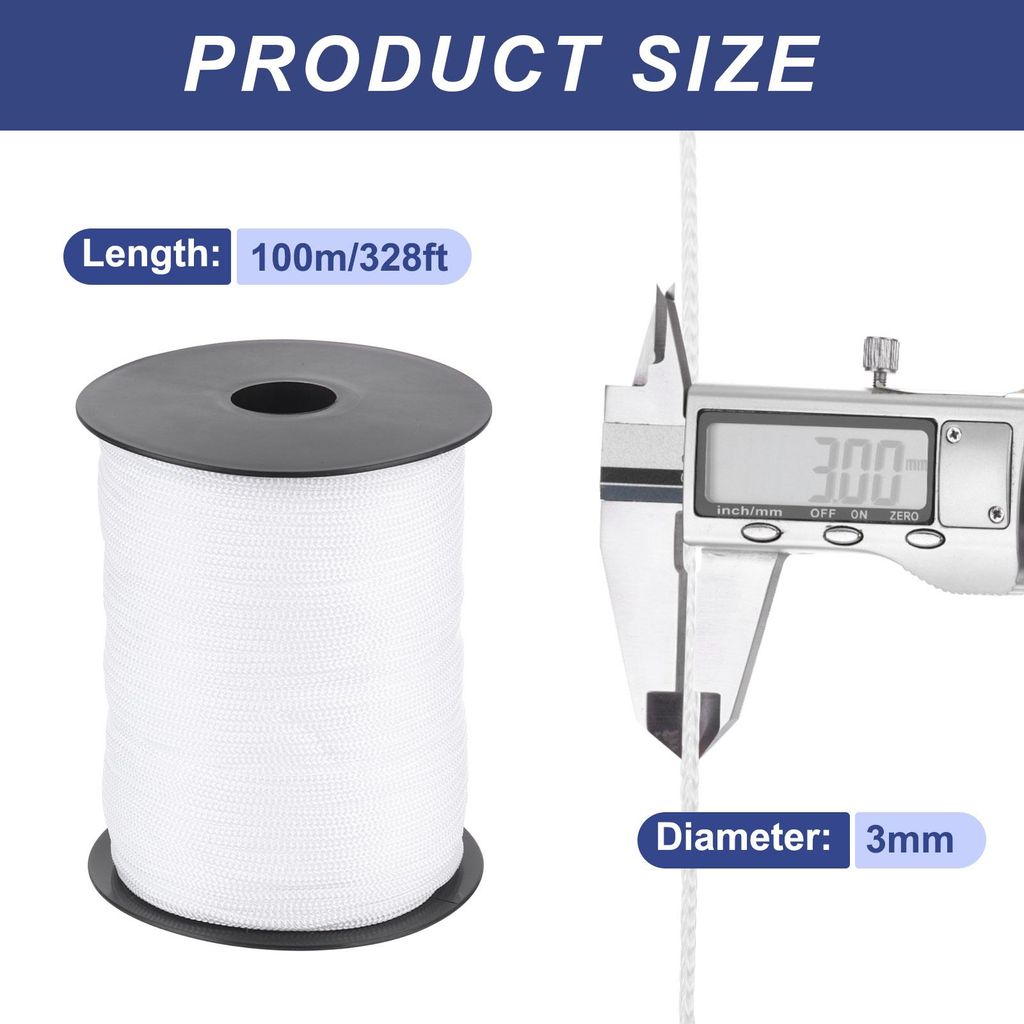 Polypropylen-Seil 3mm Polypropylenseil 10Om PP Flechtleine Textilseil Leine Nylonschnur Schnur Rei?feste Rope Kunststoffseil fš¹r W?scheleine Cam...